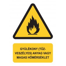 Figyelmeztető jelzések - Gyúlékony (tűzveszélyes) anyag vagy magas hőmérséklet